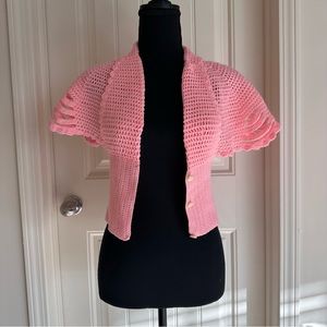 Vintage hand knit crochet cardigan butterfly sweater